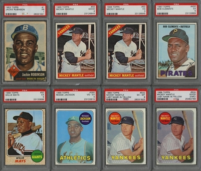 1948-1975 Topps and Bowman Stars and Hall of Famers PSA-Graded Collection (36) Including Clemente, Jackson, Mantle, Mays and Other Hall of Famers